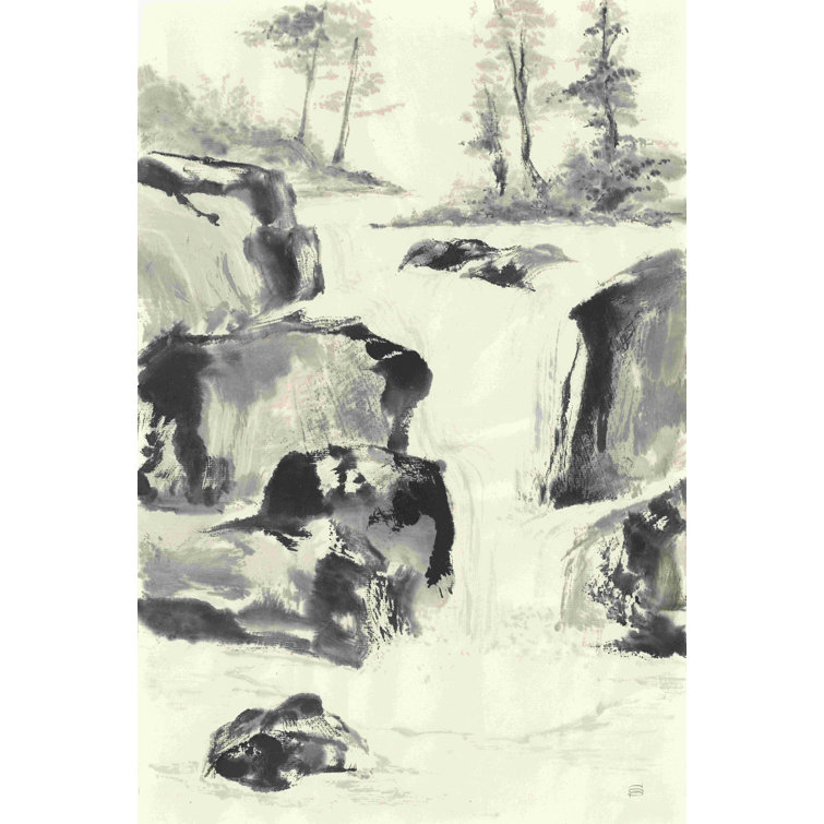 Red Barrel Studio® Sumi Waterfall II by Chris Paschke Wrapped Canvas